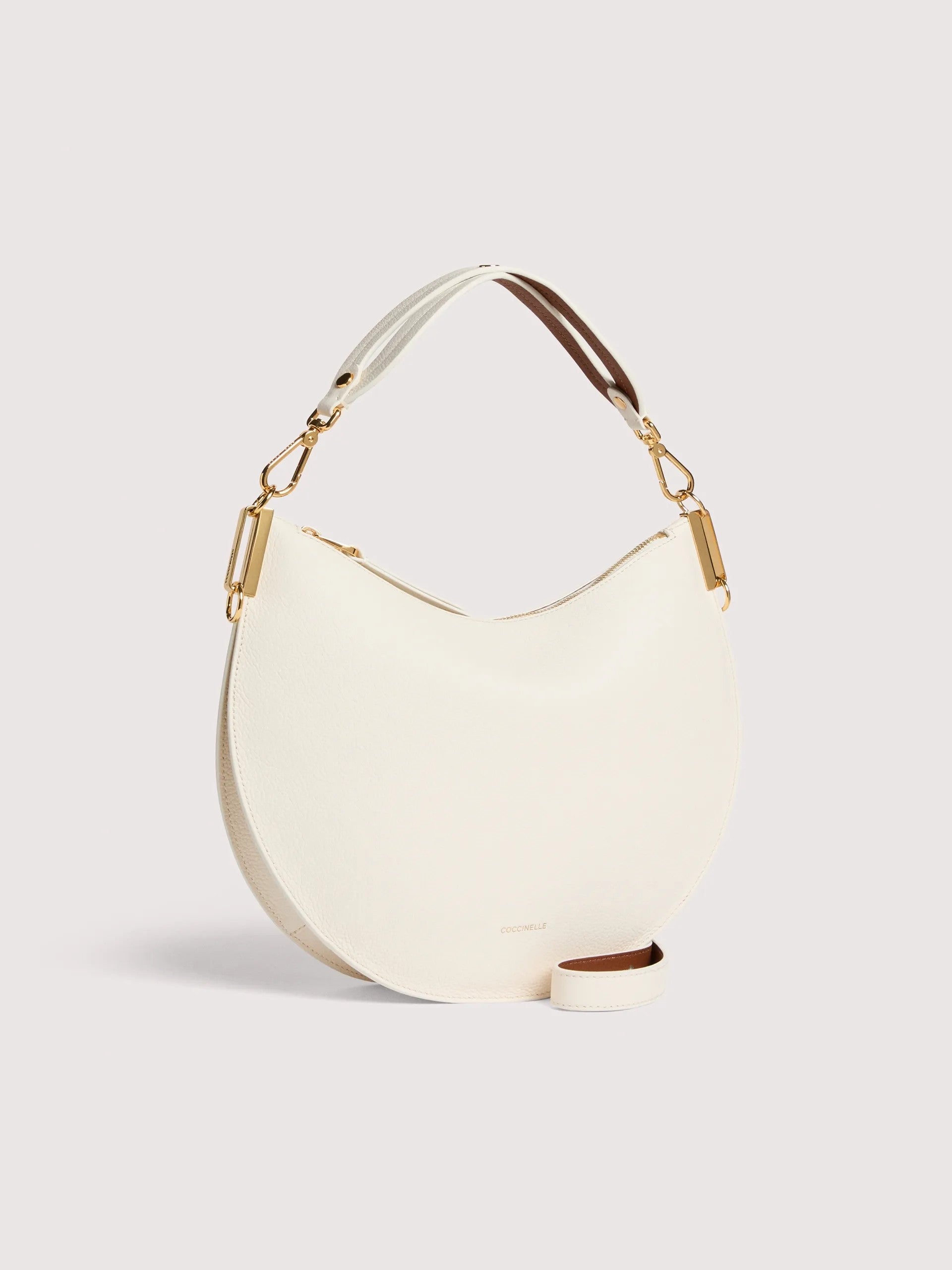 Coccinelle borsa a spalla in pelle "Sunup" Bianco E1QKF130201.685 PEARL/COGNAC