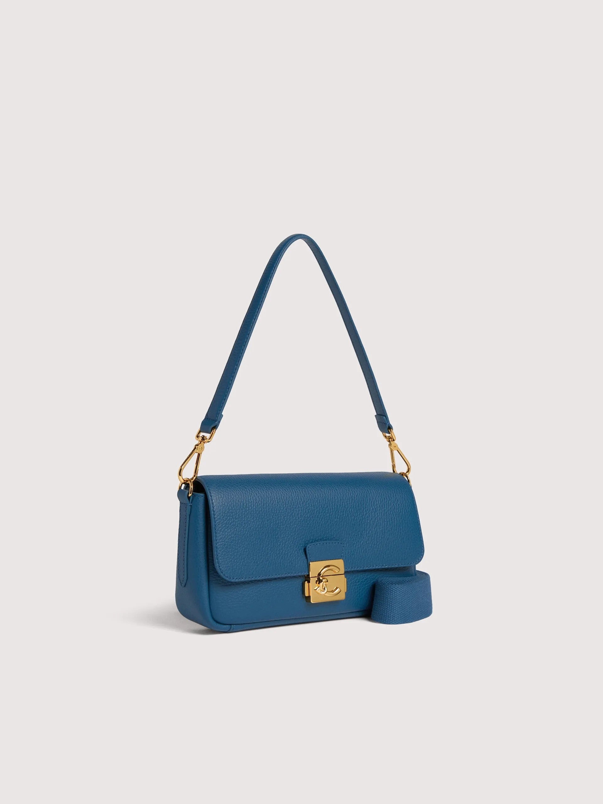 Coccinelle borsa a spalla in pelle "C-Me Lock" Azzurro E1U4K120201.B27 DEEP BLUE