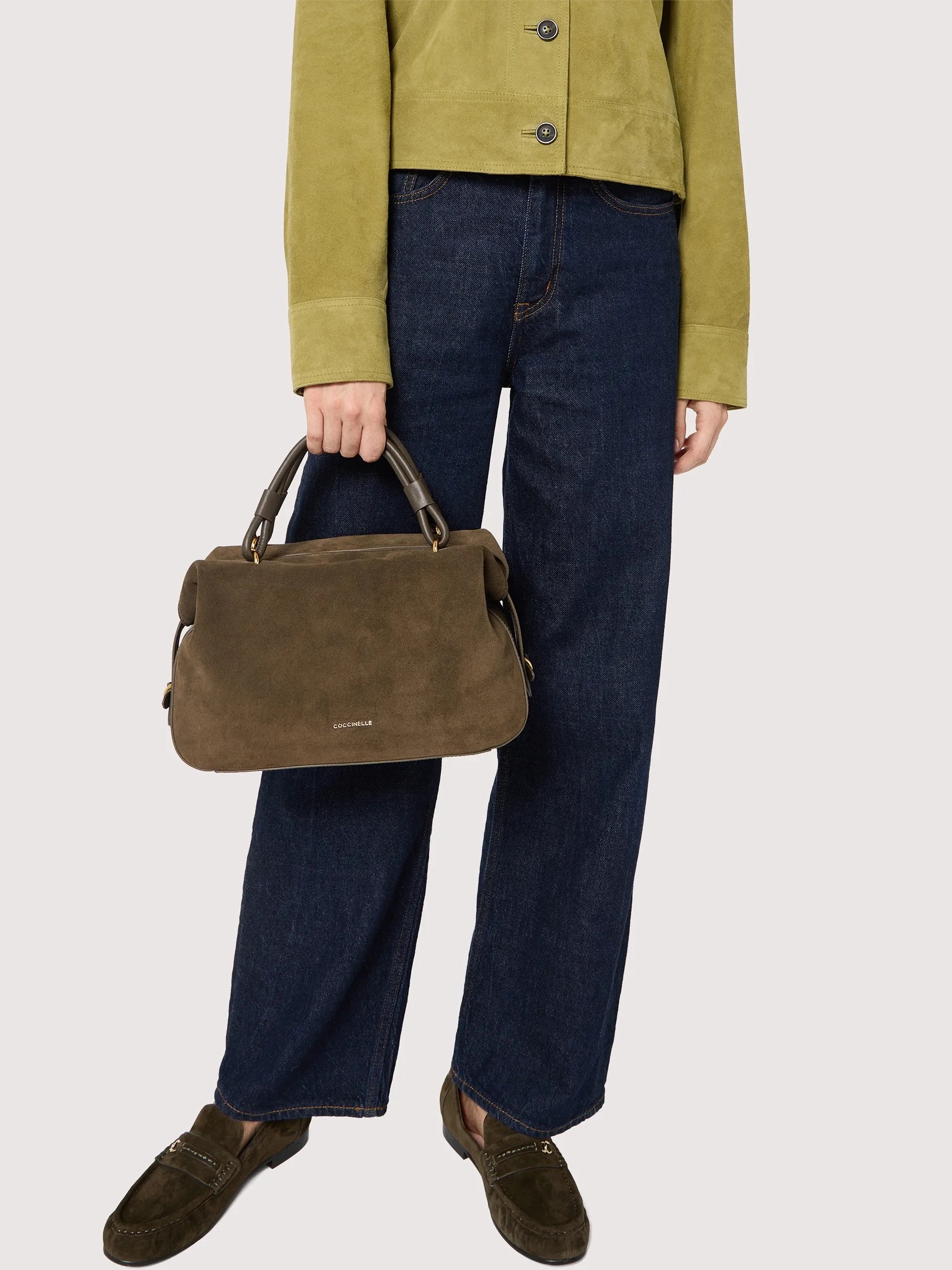 Coccinelle borsa a mano in camoscio "Lizzie" Verde E1VEQ180201.W25 FANGO