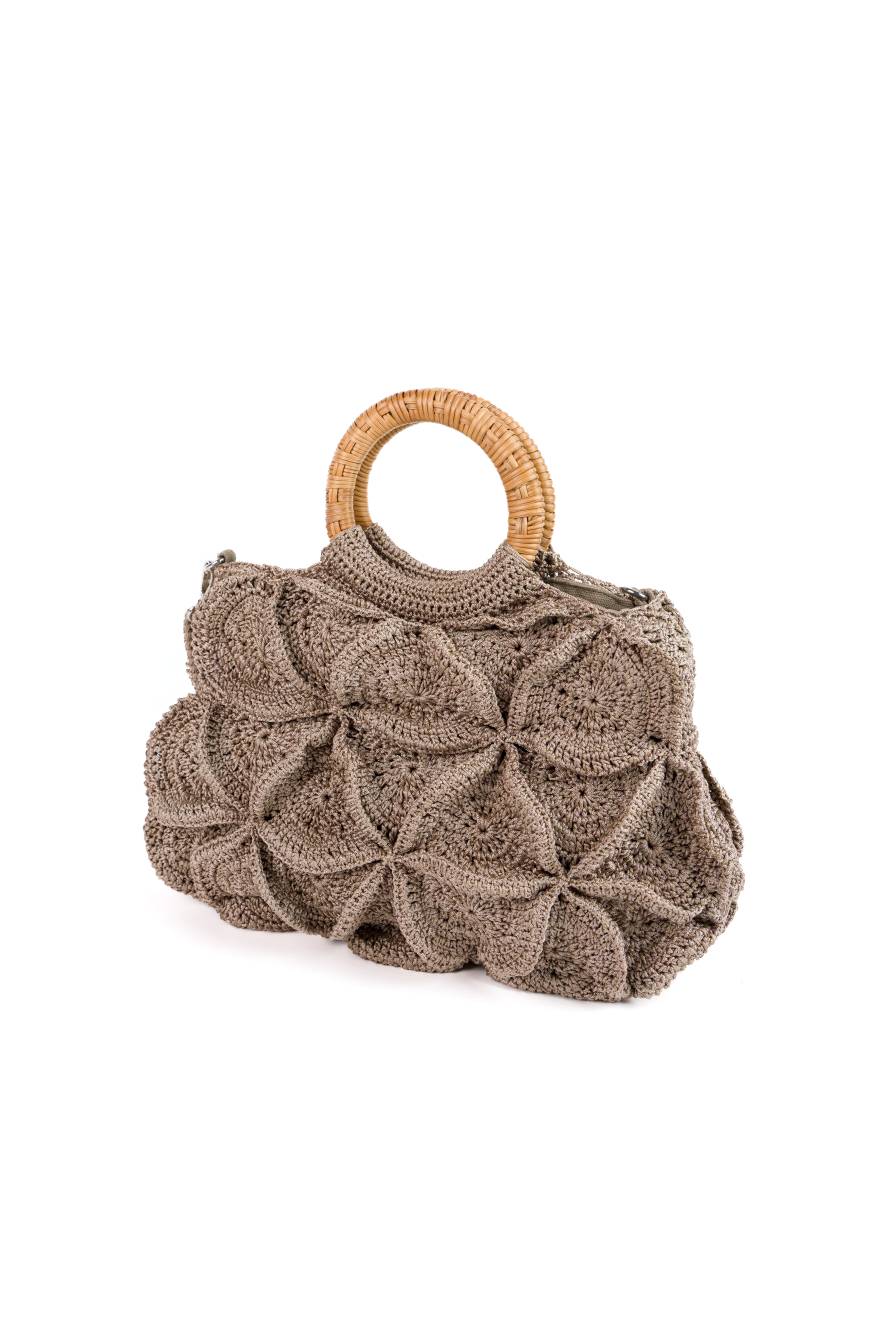 Enrico Versari borsa a mano in tessuto "Flower Bag" Tortora FLOWER BAG UNI.BROWN