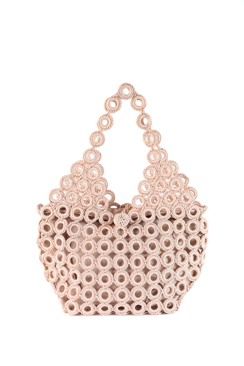 Enrico Versari borsa a spalla in tessuto "Madame" Beige CROCHET/M.LIGHT BROWN