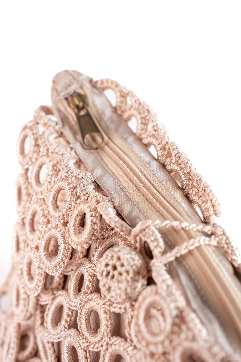 Enrico Versari borsa a spalla in tessuto "Madame" Beige CROCHET/M.LIGHT BROWN