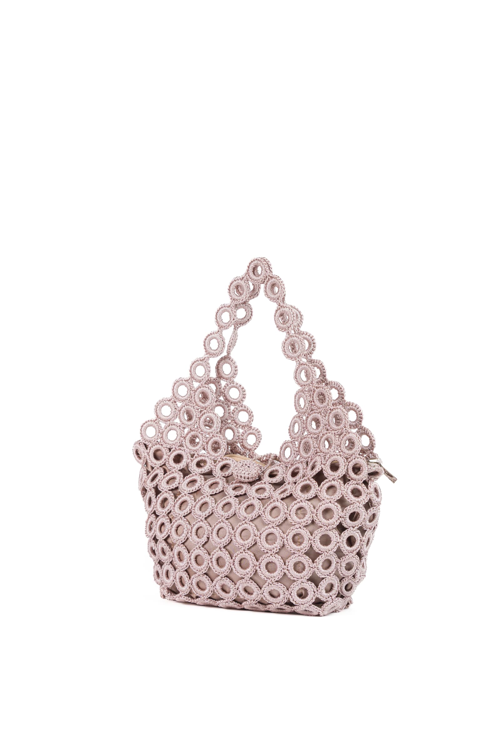 Enrico Versari borsa a spalla in tessuto "Madame" Cipria CROCHET/M.VIOLET