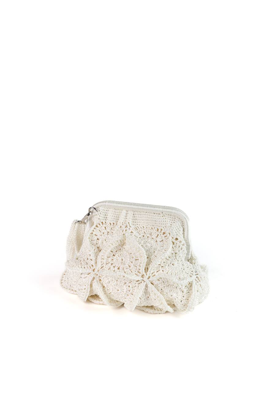 Enrico Versari pochette in tessuto "Vivian" Avorio VIVIAN.LIGHT BROWN