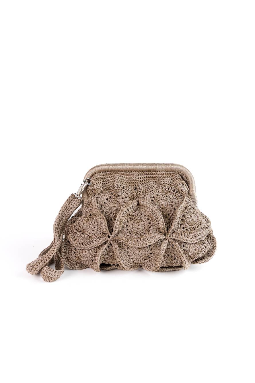 Enrico Versari pochette in tessuto "Vivian" Tortora VIVIAN.BROWN