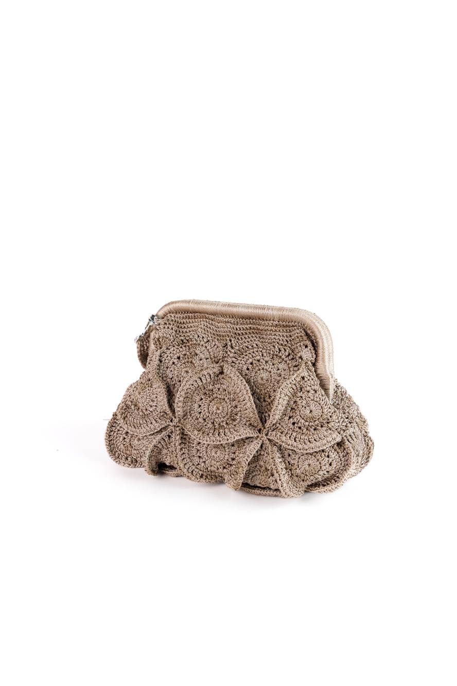 Enrico Versari pochette in tessuto "Vivian" Tortora VIVIAN.BROWN