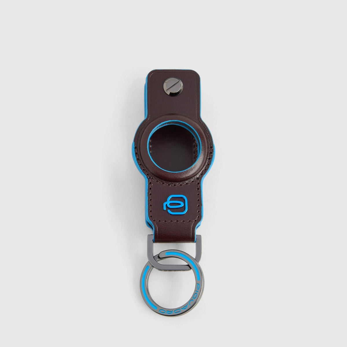 Piquadro portachiavi per AirTag in pelle "Blue Square" Marrone PC7090B2.MO