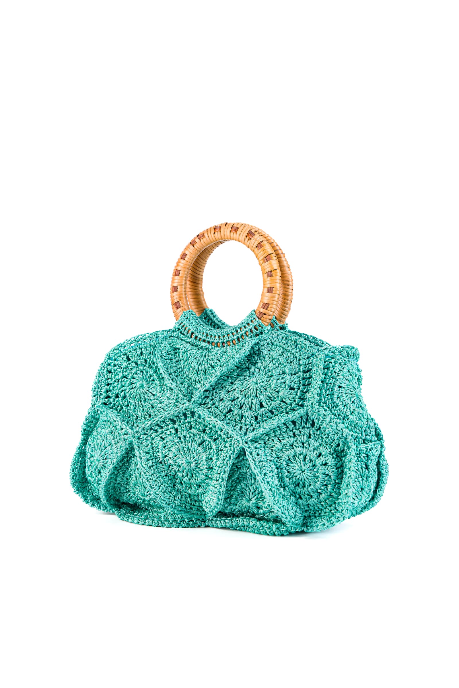 Enrico Versari borsa a mano in tessuto "Flower Bag" Verde acqua FLOWER BAG UNIS.GREEN