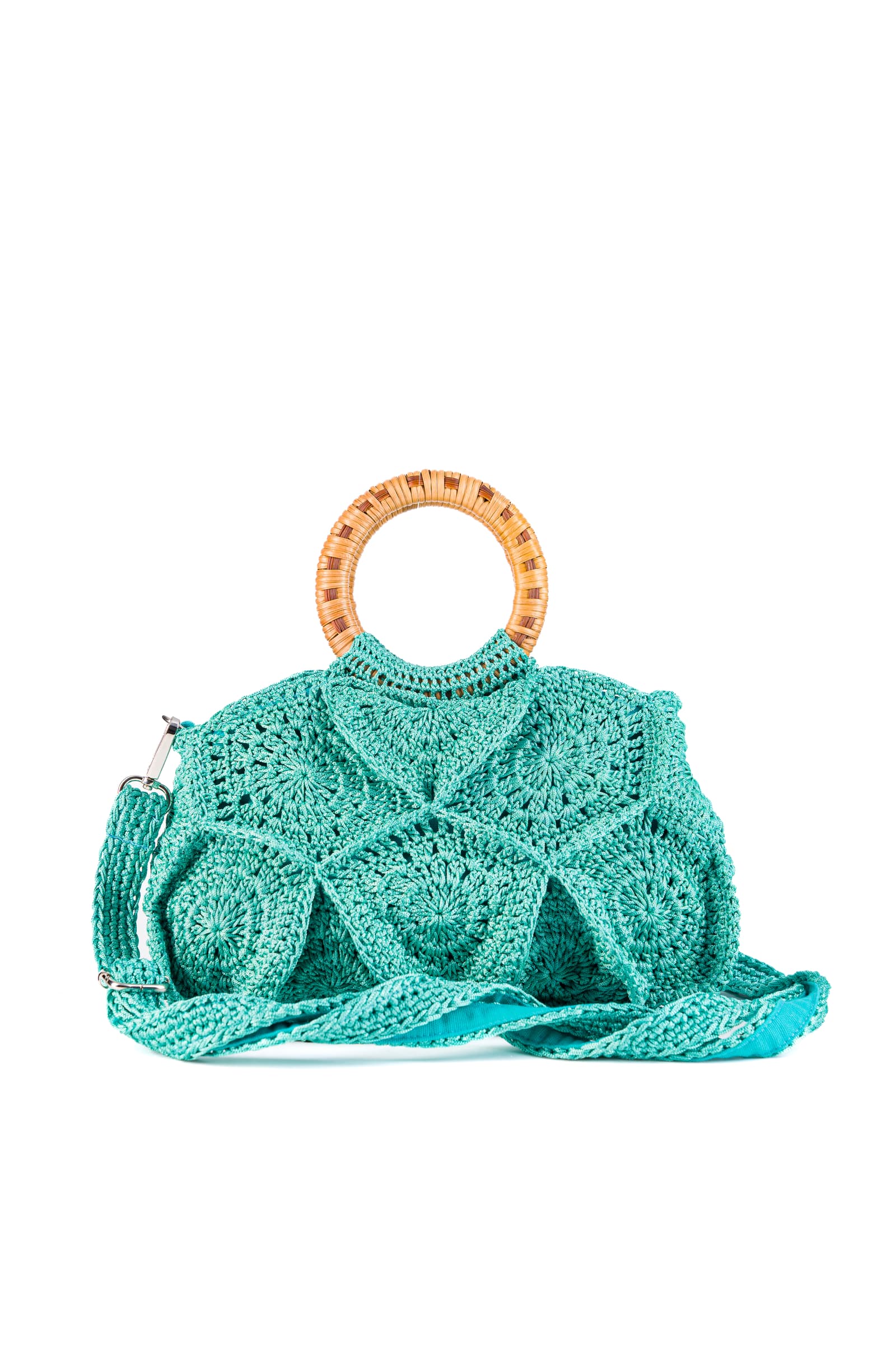 Enrico Versari borsa a mano in tessuto "Flower Bag" Verde acqua FLOWER BAG UNIS.GREEN