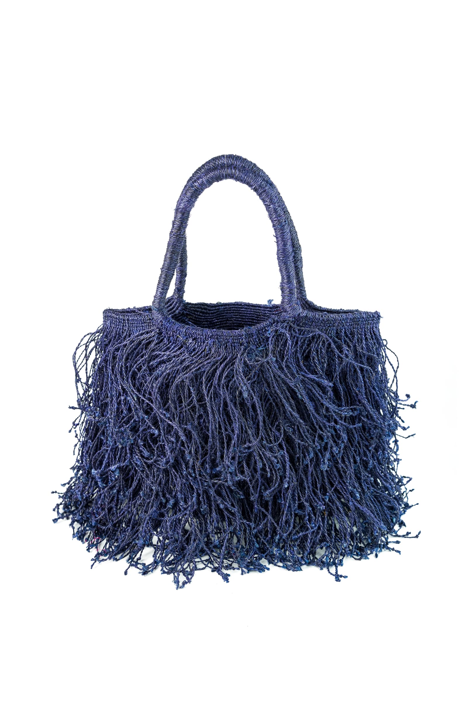 Enrico Versari borsa a mano in juta "Fringe" Blu FRINGE JUTA RIJ.MIDNIGHT BLUE