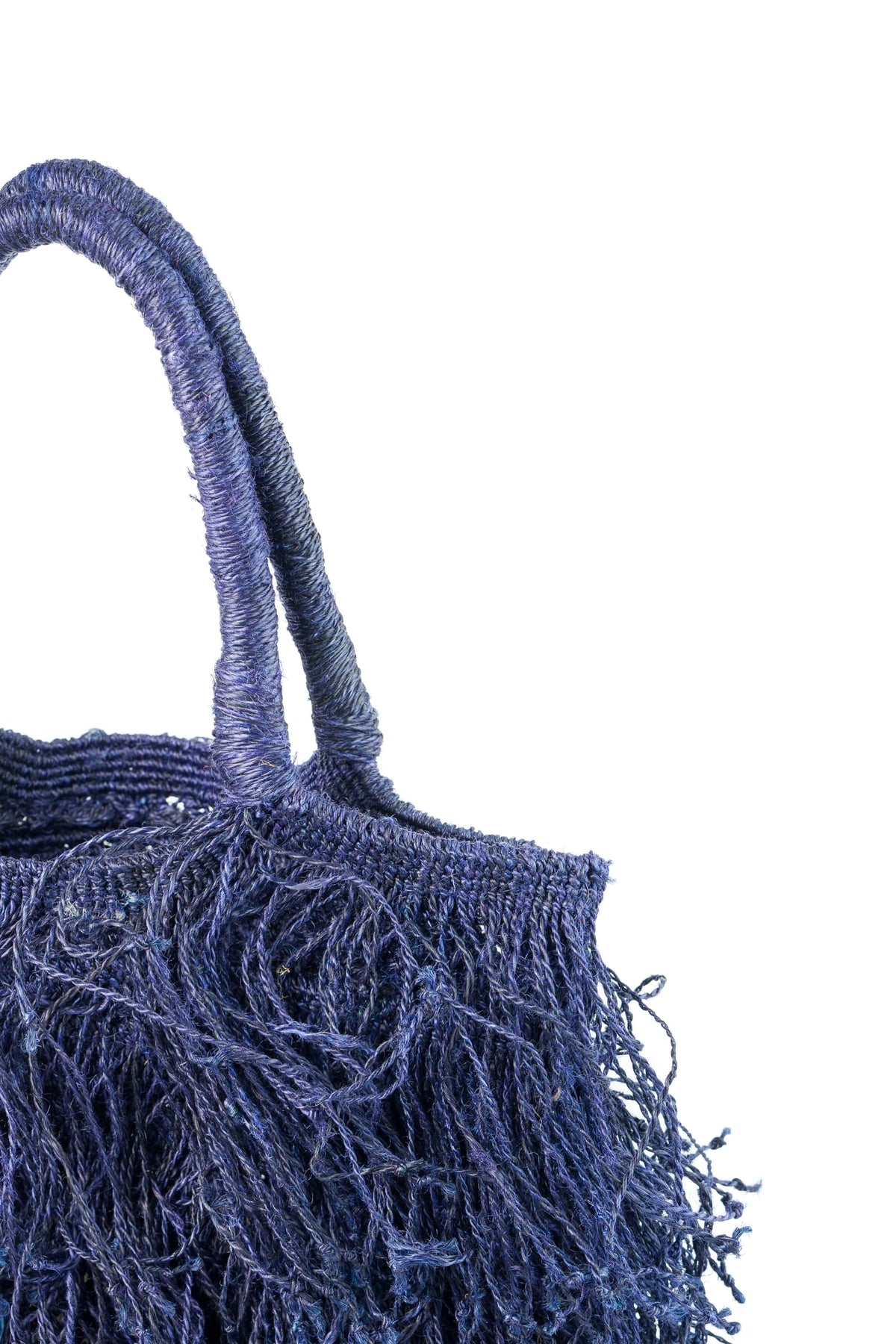 Enrico Versari borsa a mano in juta "Fringe" Blu FRINGE JUTA RIJ.MIDNIGHT BLUE