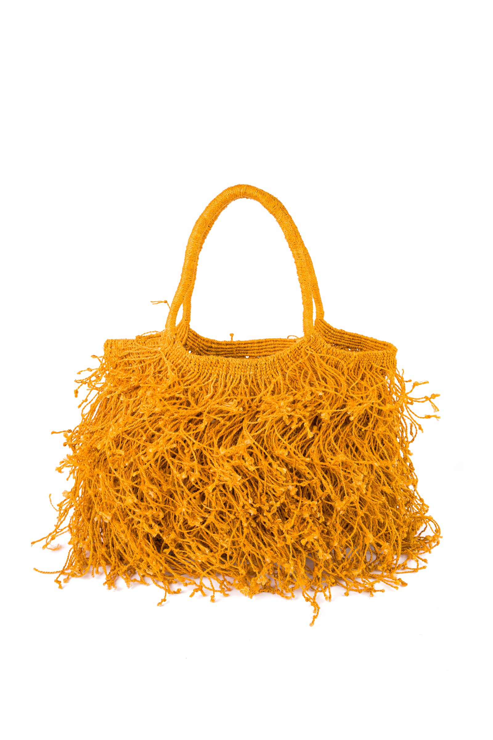 Enrico Versari borsa a mano in juta "Fringe" Arancione FRINGE JUTA RIJ.EARTHY YELLOW