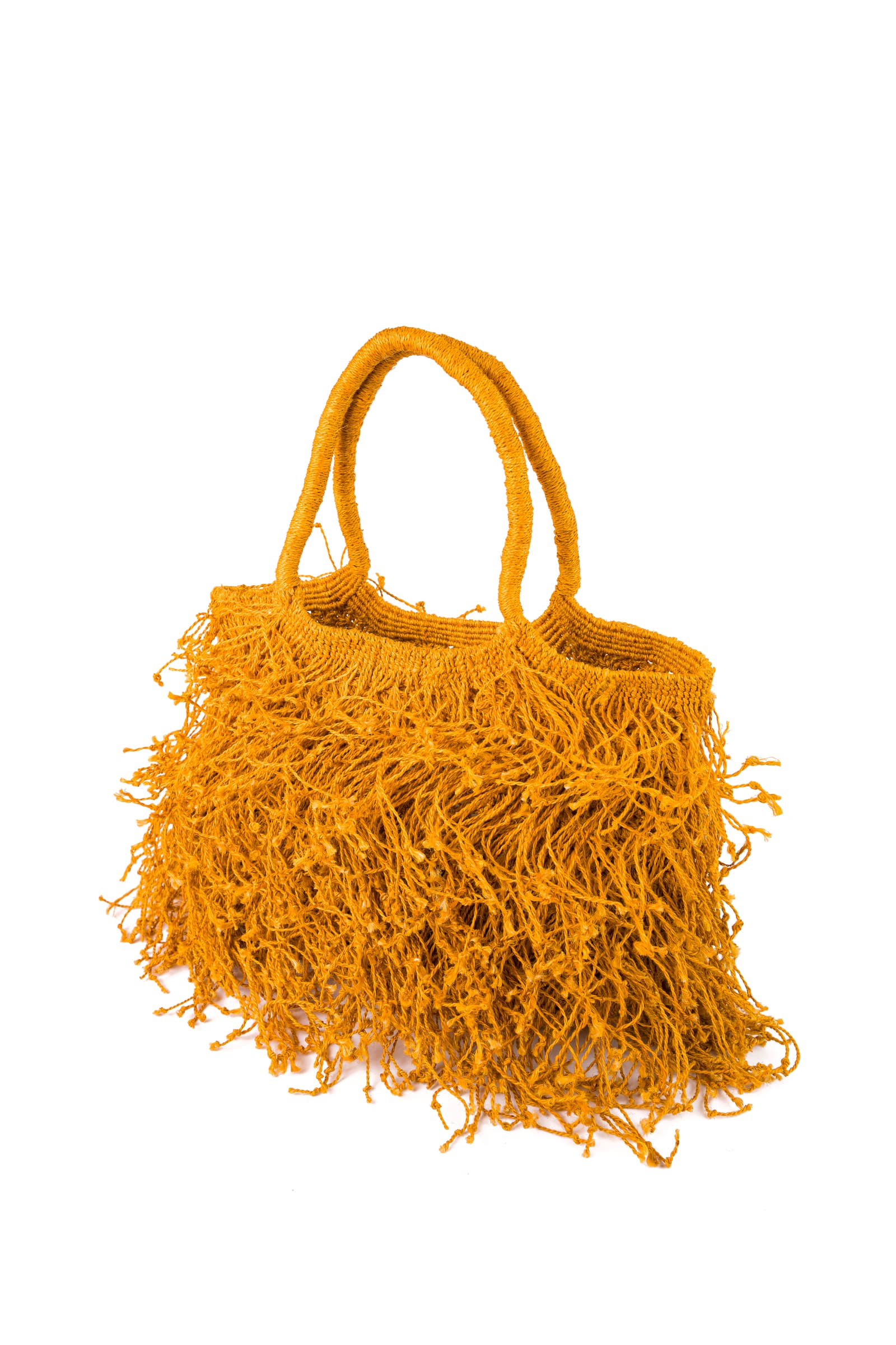 Enrico Versari borsa a mano in juta "Fringe" Arancione FRINGE JUTA RIJ.EARTHY YELLOW