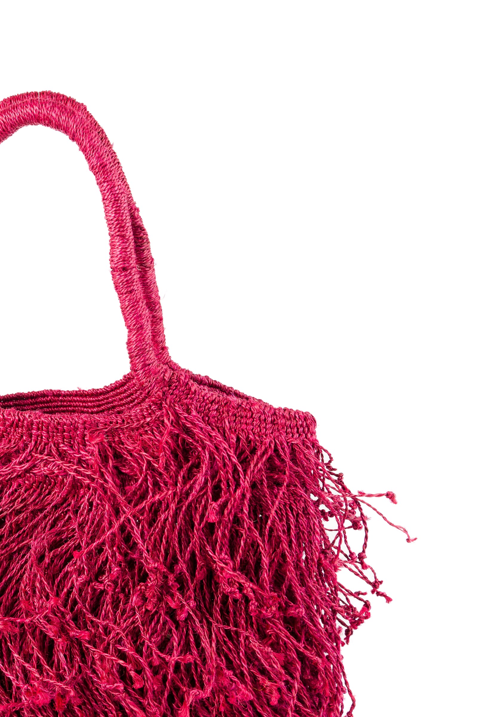 Enrico Versari borsa a mano in juta "Fringe" Fucsia FRINGE JUTA RIJ.SPICY RED