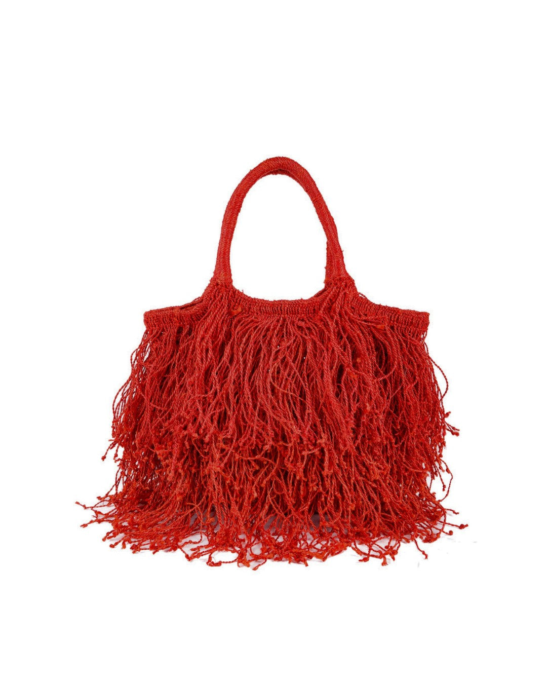 Enrico Versari borsa a mano in juta "Fringe" Rosso FRINGE JUTA RIJ.SPICY RED