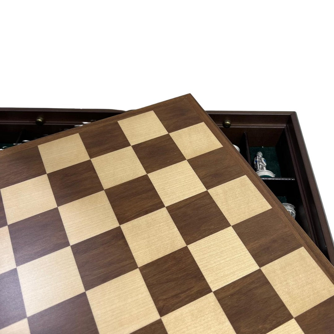 Dal Negro scacchiera con pedine medievali e dischi dama "Games" Marrone 01714.X