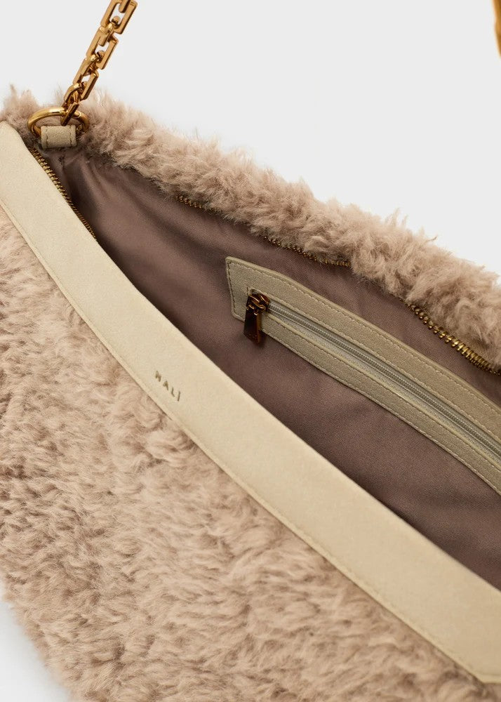 Nalì borsa a spalla in ecopelliccia "Amber" Beige ARBS0094.GRIGIO
