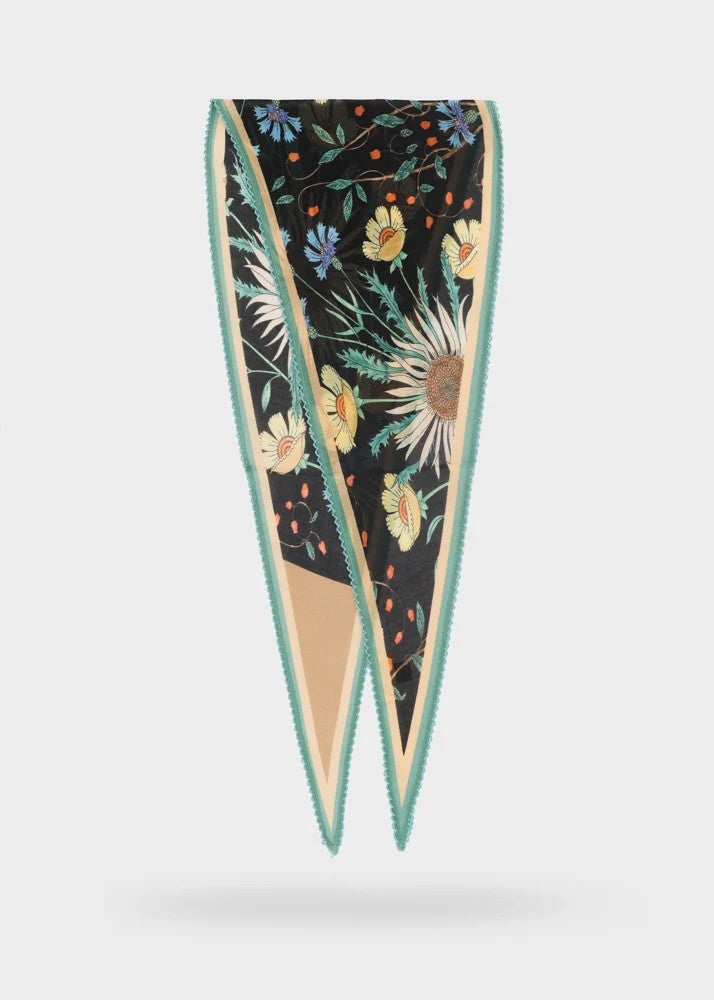 Nalì foulard in seta "Floreale" Multicolor KESC0011.NERO