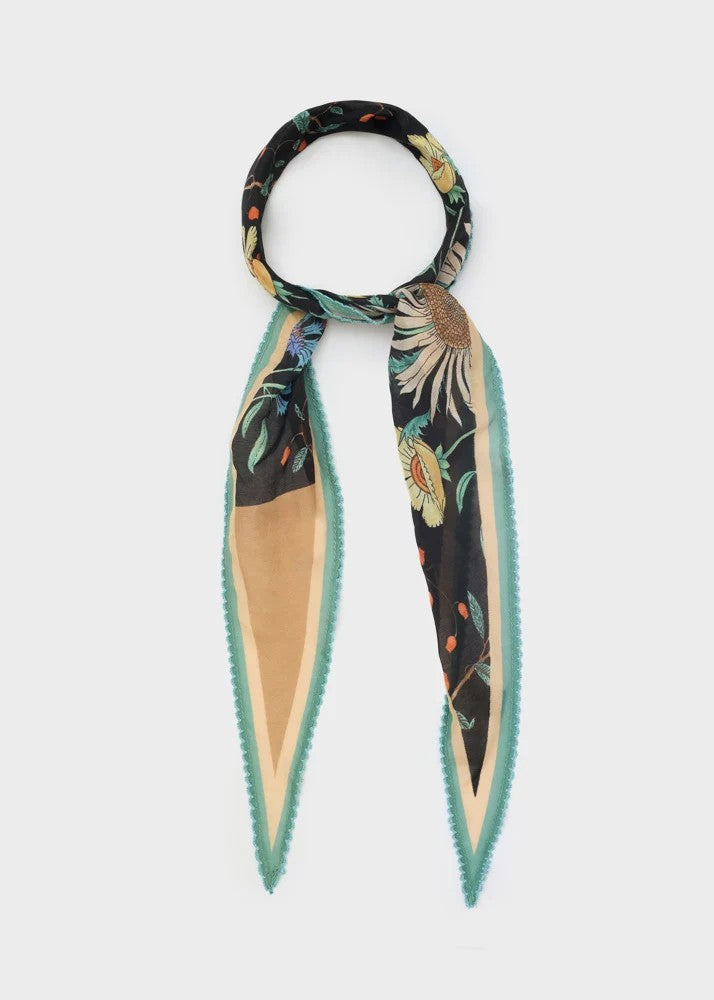 Nalì foulard in seta "Floreale" Multicolor KESC0011.NERO