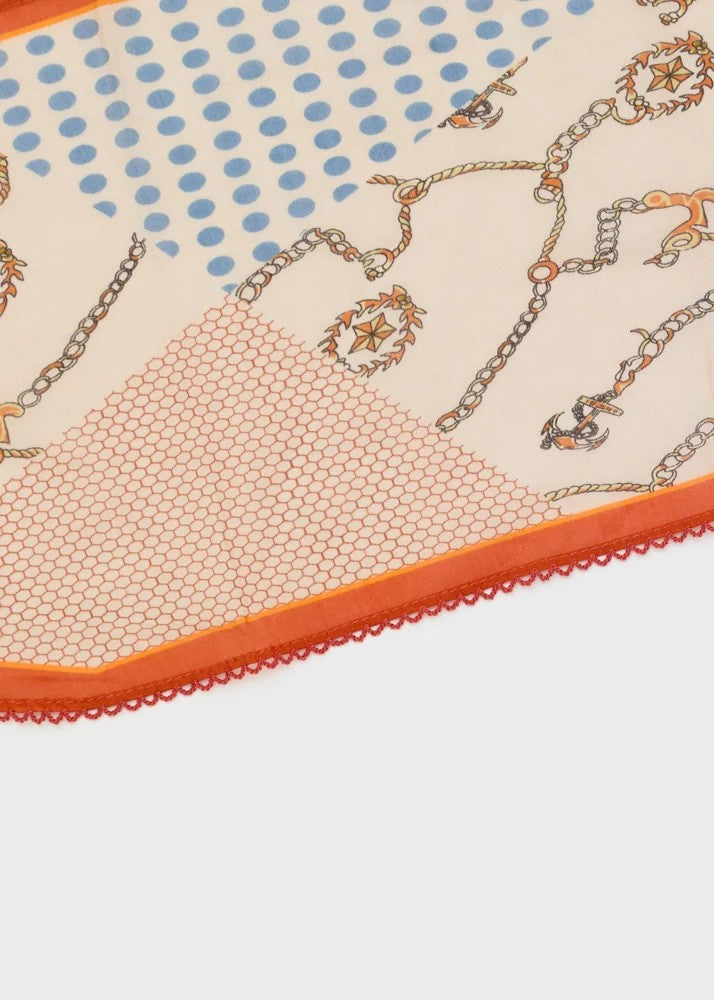 Nalì foulard in sintetico "Pied de poule" Multicolor KESC0012.ARANCIO