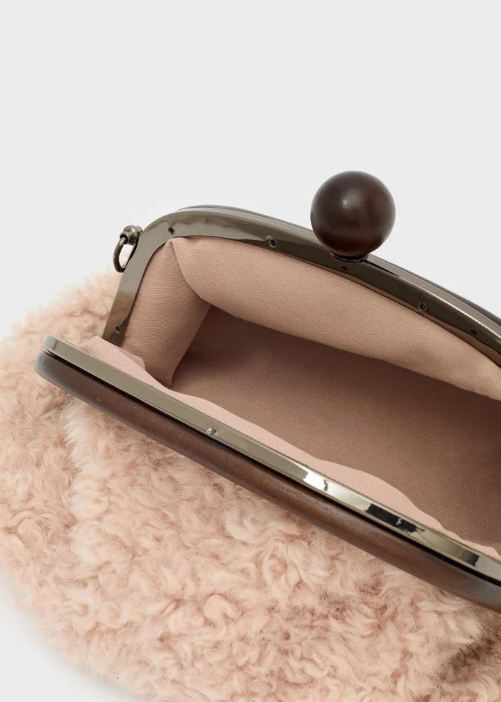 Nalì pochette in ecopelliccia "Cloud" Cipria LYPC0063.ROSA
