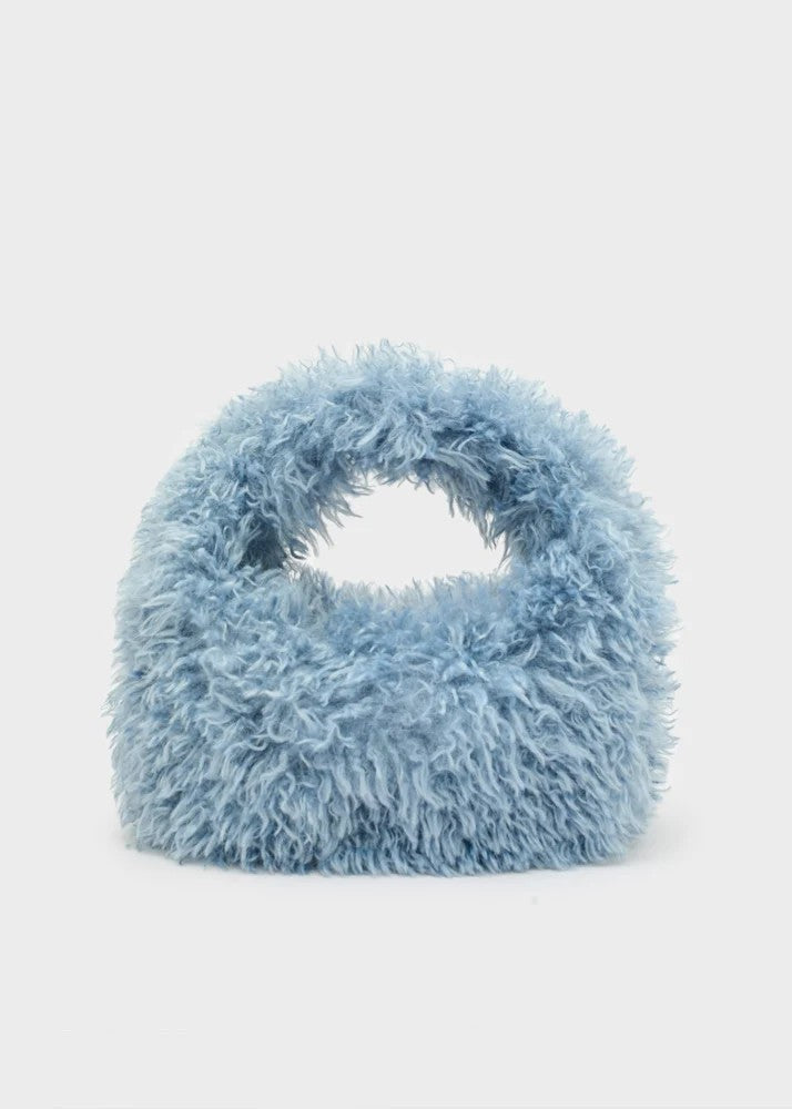 Nalì borsa a mano in ecopelliccia "Furry" Azzurro MCBS0016.BLU