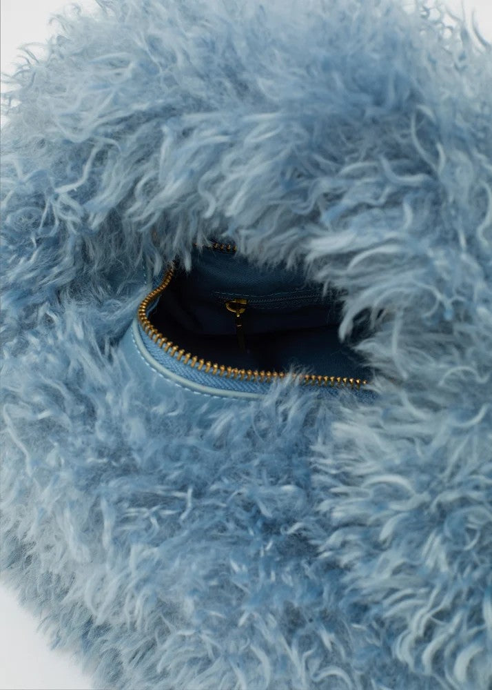 Nalì borsa a mano in ecopelliccia "Furry" Azzurro MCBS0016.BLU