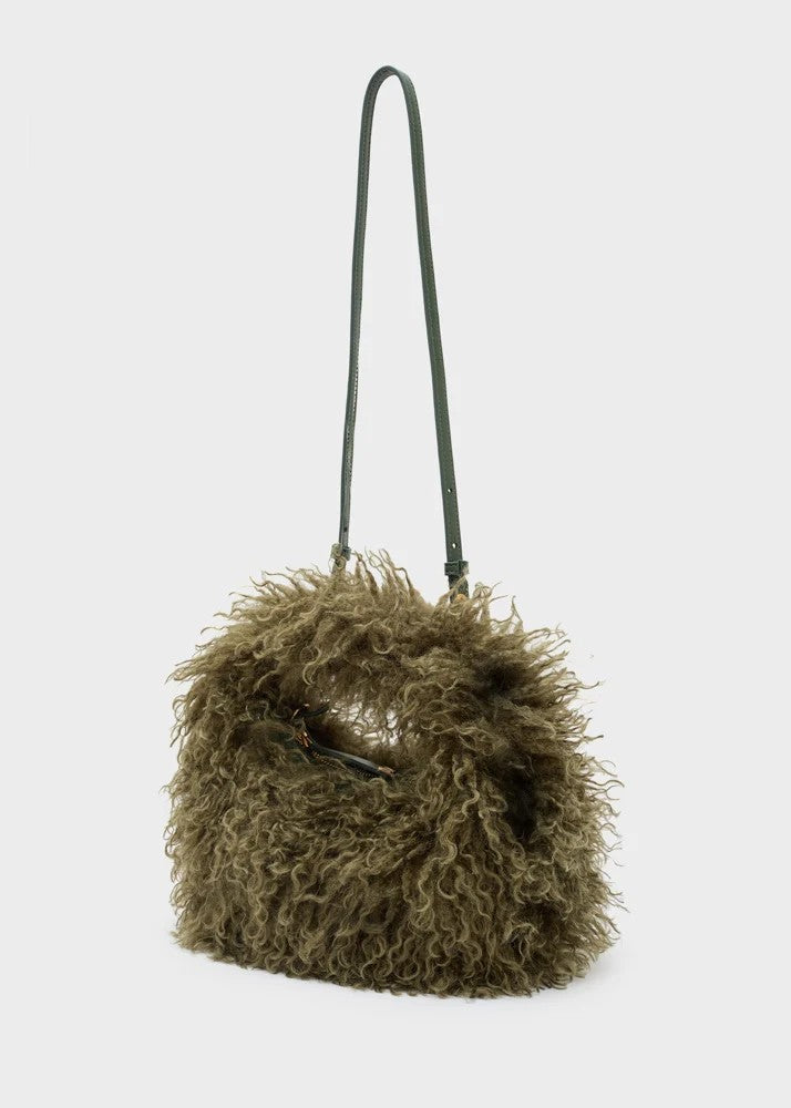 Nalì borsa a mano in ecopelliccia "Furry" Verde MCBS0016.VERDE