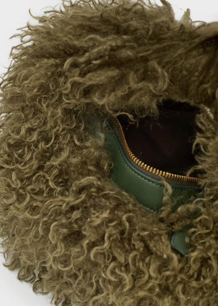 Nalì borsa a mano in ecopelliccia "Furry" Verde MCBS0016.VERDE