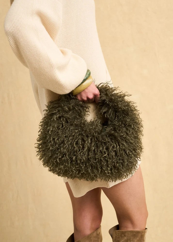 Nalì borsa a mano in ecopelliccia "Furry" Verde MCBS0016.VERDE