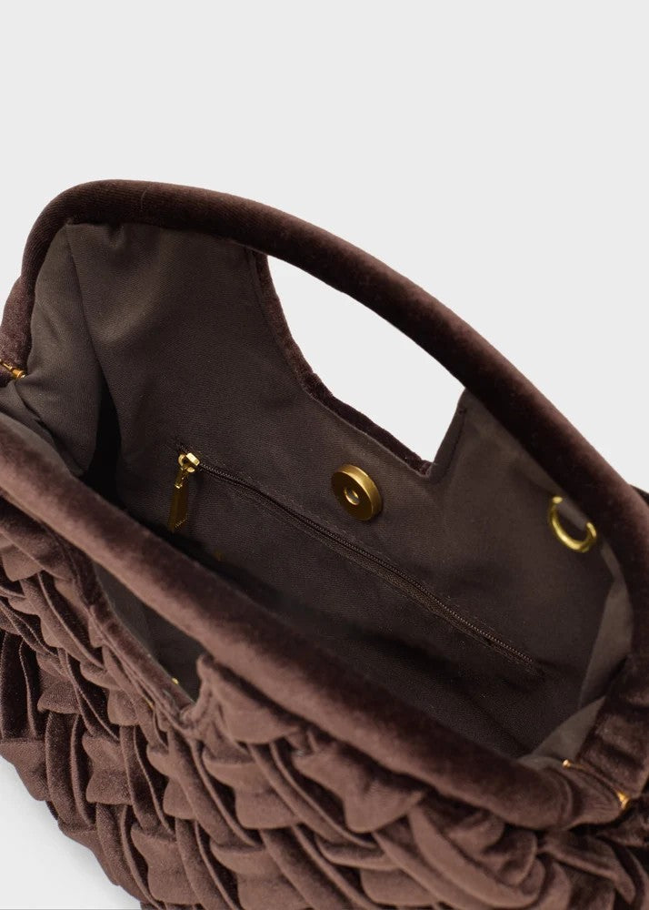 Nalì borsa a mano in velluto "Queen" Marrone MCBS0020.MARRONE