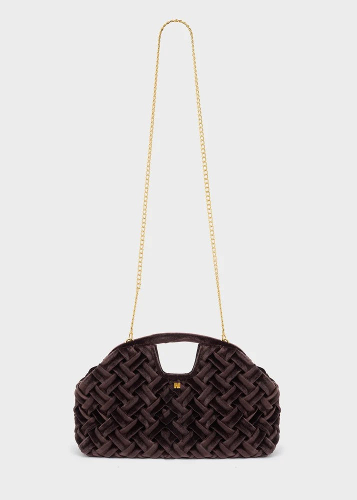 Nalì borsa a mano in velluto "Queen" Marrone MCBS0020.MARRONE