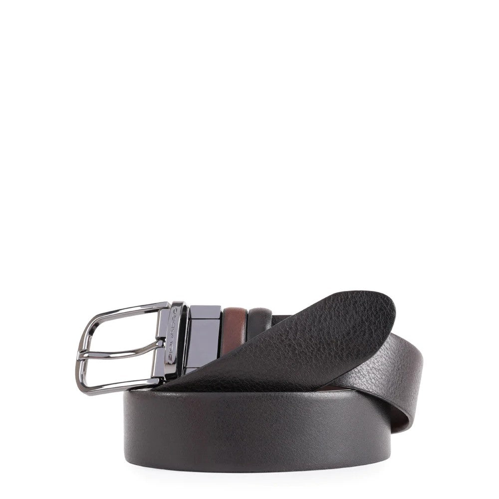 Piquadro cintura reversibile in pelle "Black Square" Nero/marrone CU4877B3.TMN