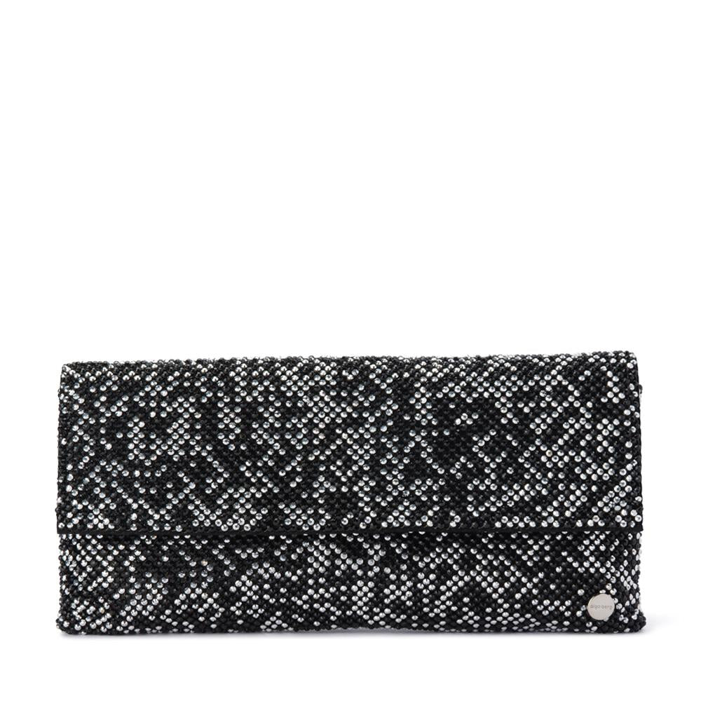 Olga Berg borsa da cerimonia in metallo "Gemma" Bianco e nero OB5280.BLACK SILVER