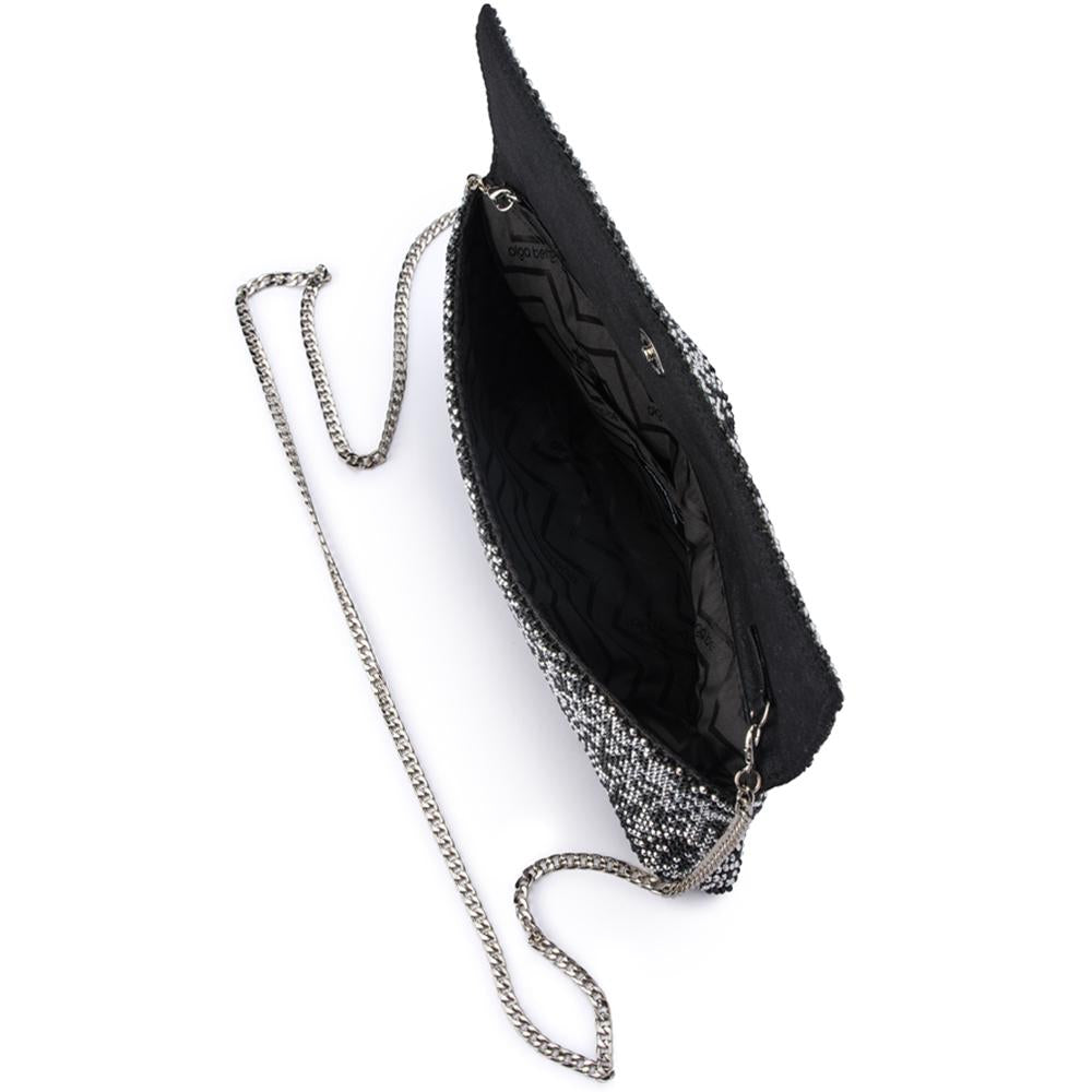 Olga Berg borsa da cerimonia in metallo "Gemma" Bianco e nero OB5280.BLACK SILVER