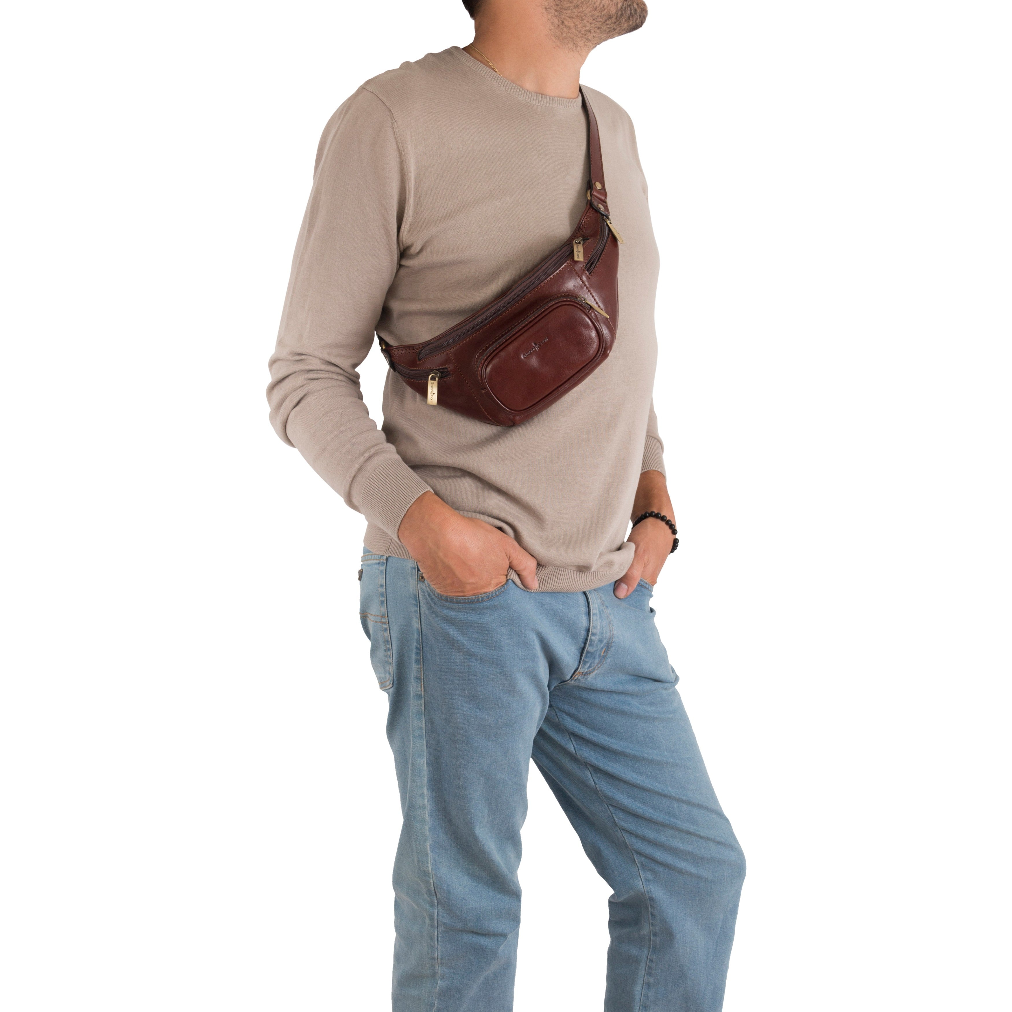 Gianni Conti marsupio in pelle "Pontevecchio" Marrone 9405041.20