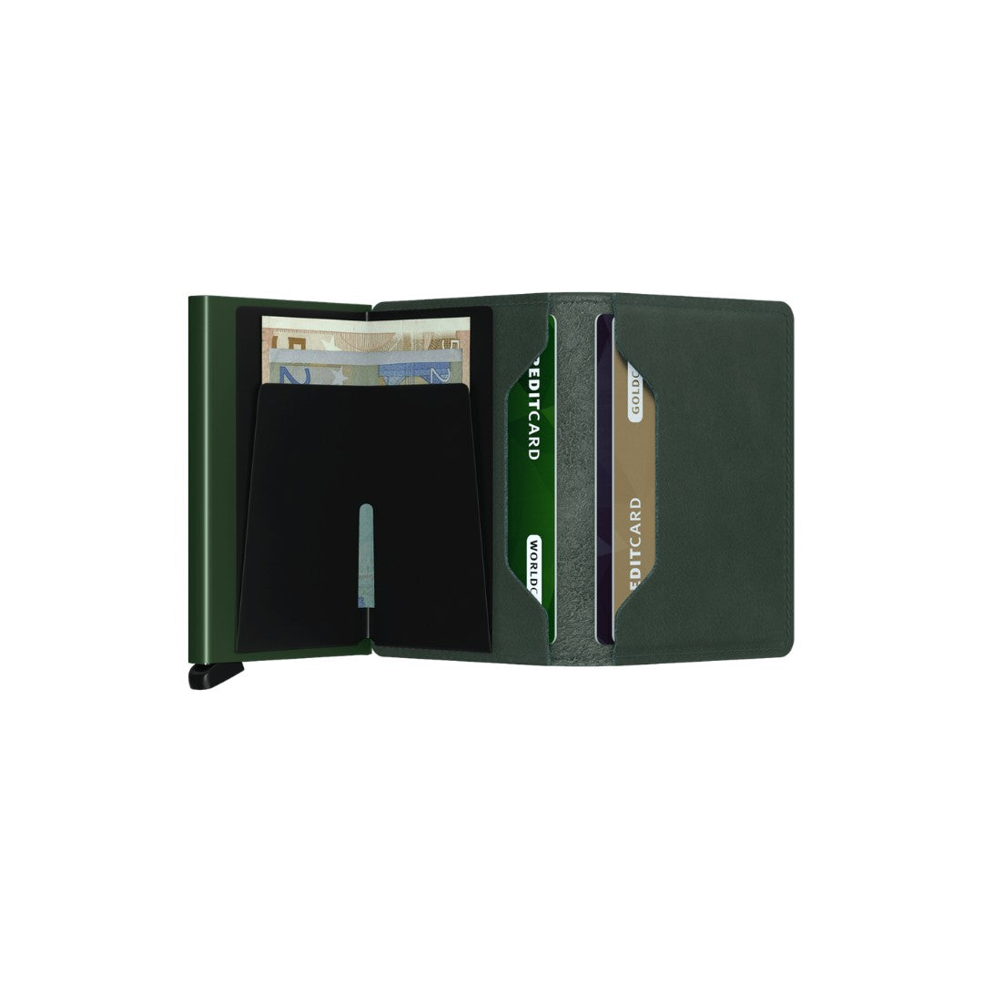 Secrid portafogli compatto in alluminio e pelle "Slimwallet Original" Verde SO.GREEN