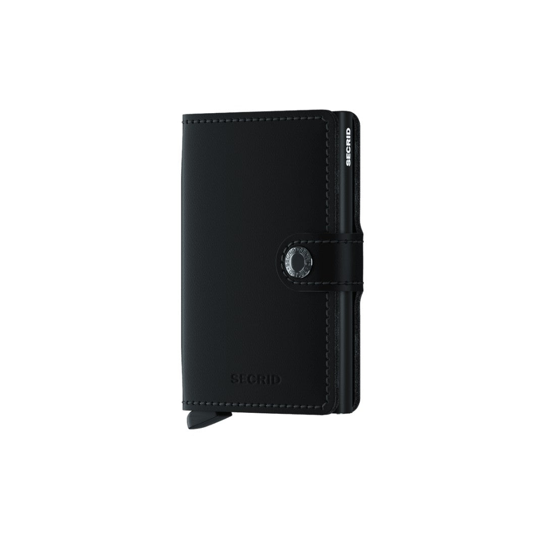 Secrid portafogli compatto in alluminio e pelle "Miniwallet Matte" Nero MM.BLACK