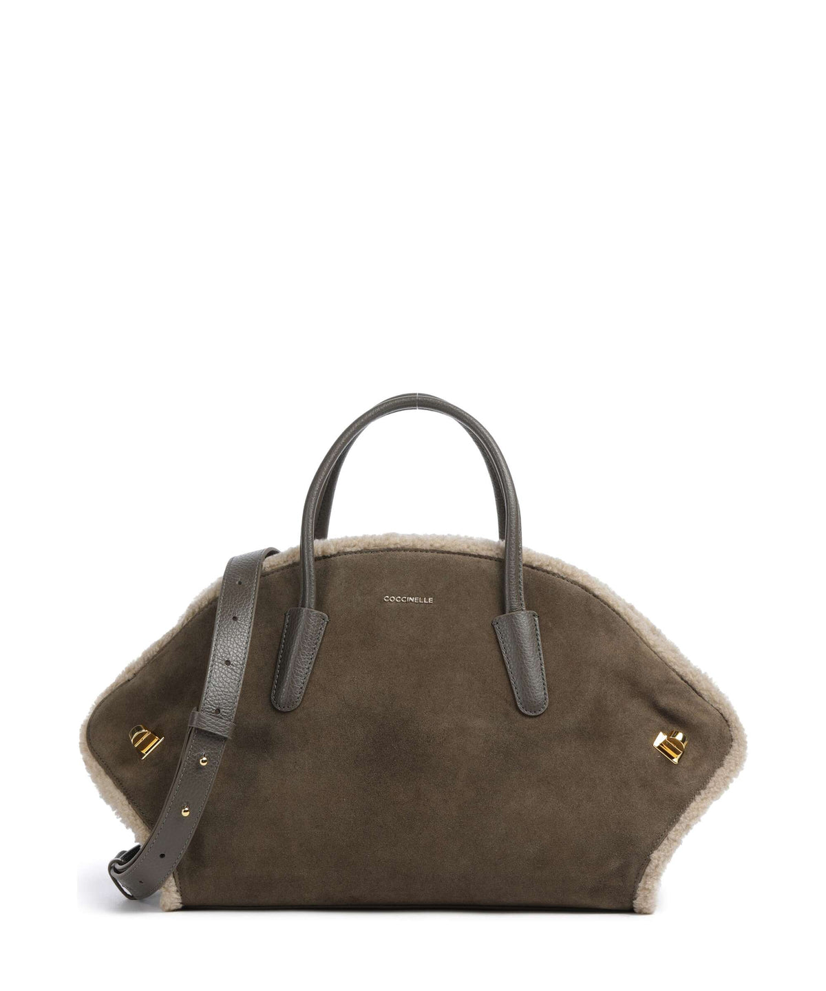Coccinelle borsa a mano in camoscio "Tylde Suede Ecofur" Verde E1V7M180201.509 FANGO-WARM TAUPE