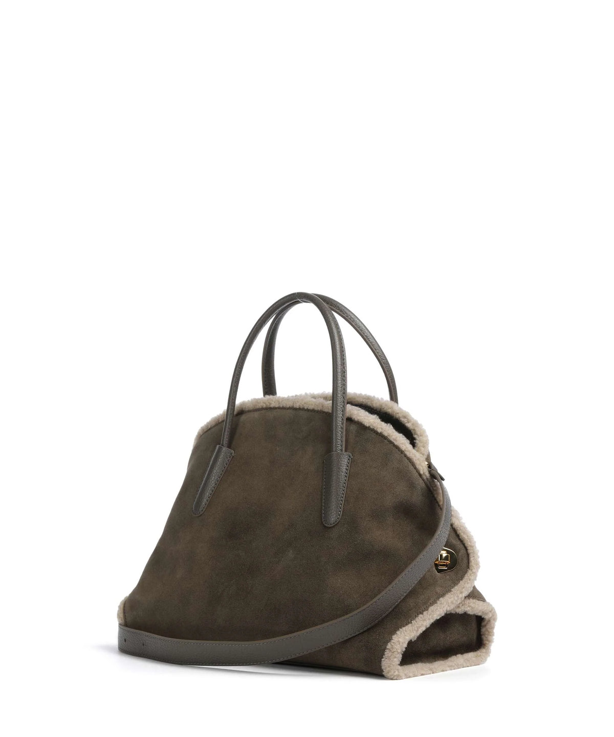 Coccinelle borsa a mano in camoscio "Tylde Suede Ecofur" Verde E1V7M180201.509 FANGO-WARM TAUPE