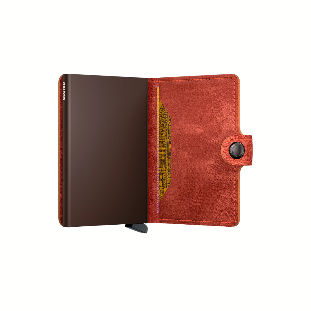 Secrid portafogli compatto in alluminio e pelle "Miniwallet Vintage" Arancione MV.ORANGE