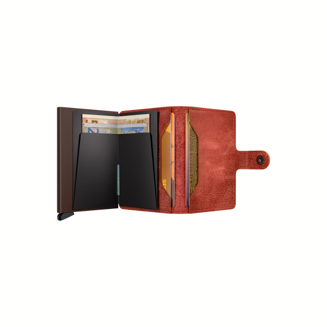 Secrid portafogli compatto in alluminio e pelle "Miniwallet Vintage" Arancione MV.ORANGE