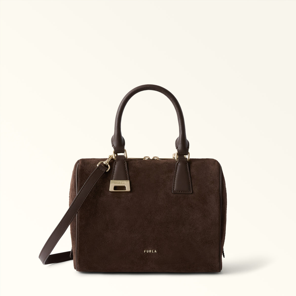 Furla borsa a mano in pelle e camoscio "Olivia" Marrone WB02148 SUEDE.3244S TONI CIOCC