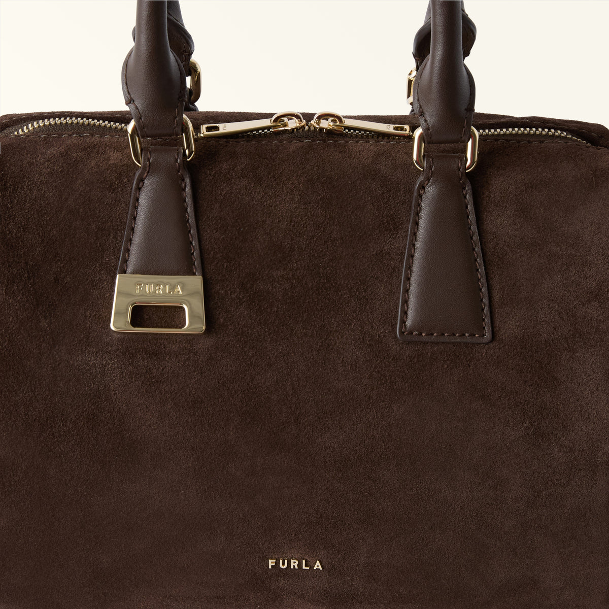 Furla borsa a mano in pelle e camoscio "Olivia" Marrone WB02148 SUEDE.3244S TONI CIOCC