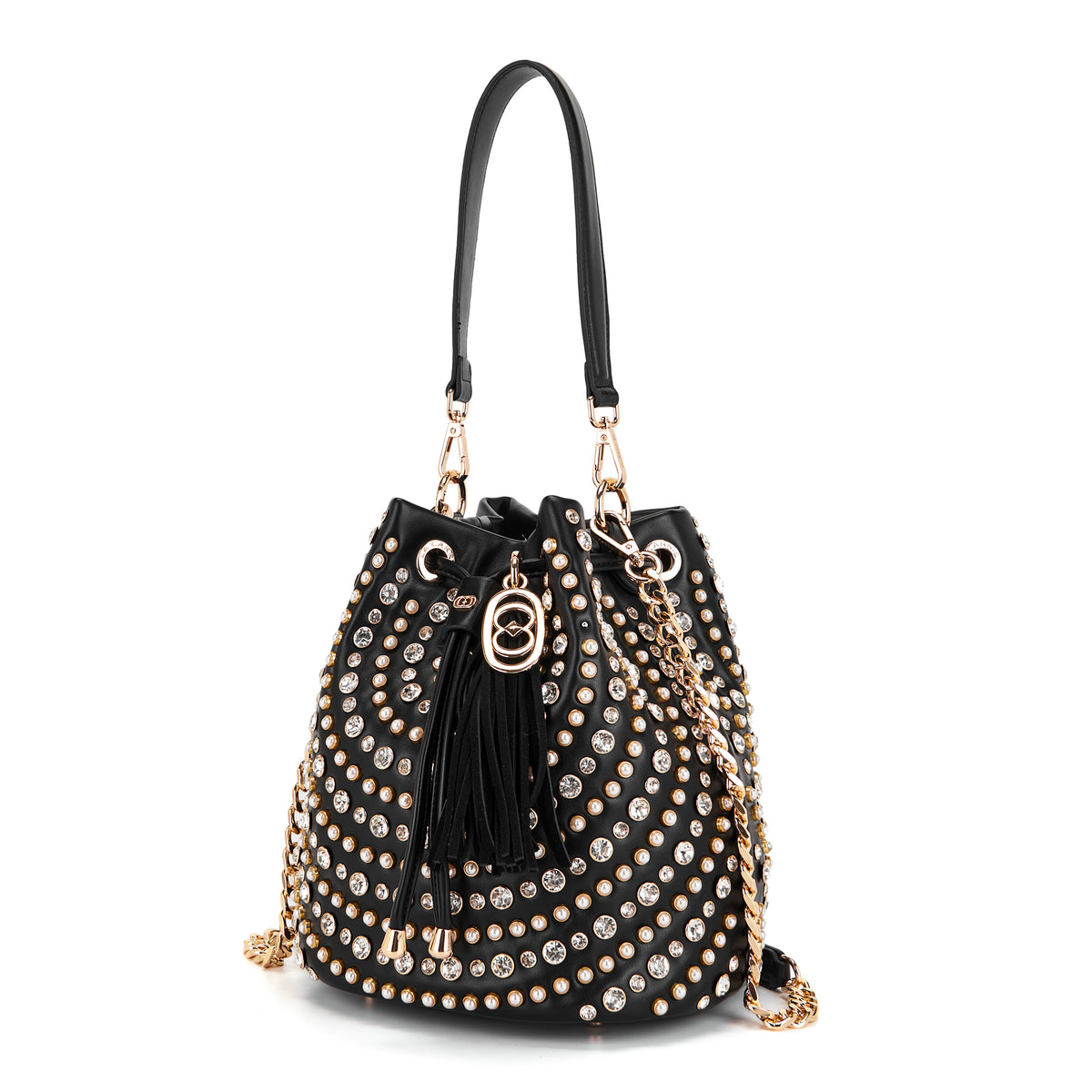 La Carrie borsa secchiello in ecopelle "Andromeda" Nero 162M-EM-215-ECO.BLACK-WHITE