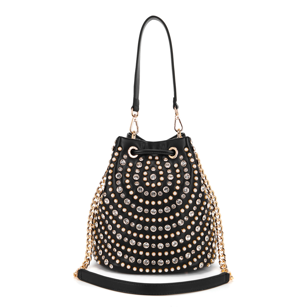 La Carrie borsa secchiello in ecopelle "Andromeda" Nero 162M-EM-215-ECO.BLACK-WHITE