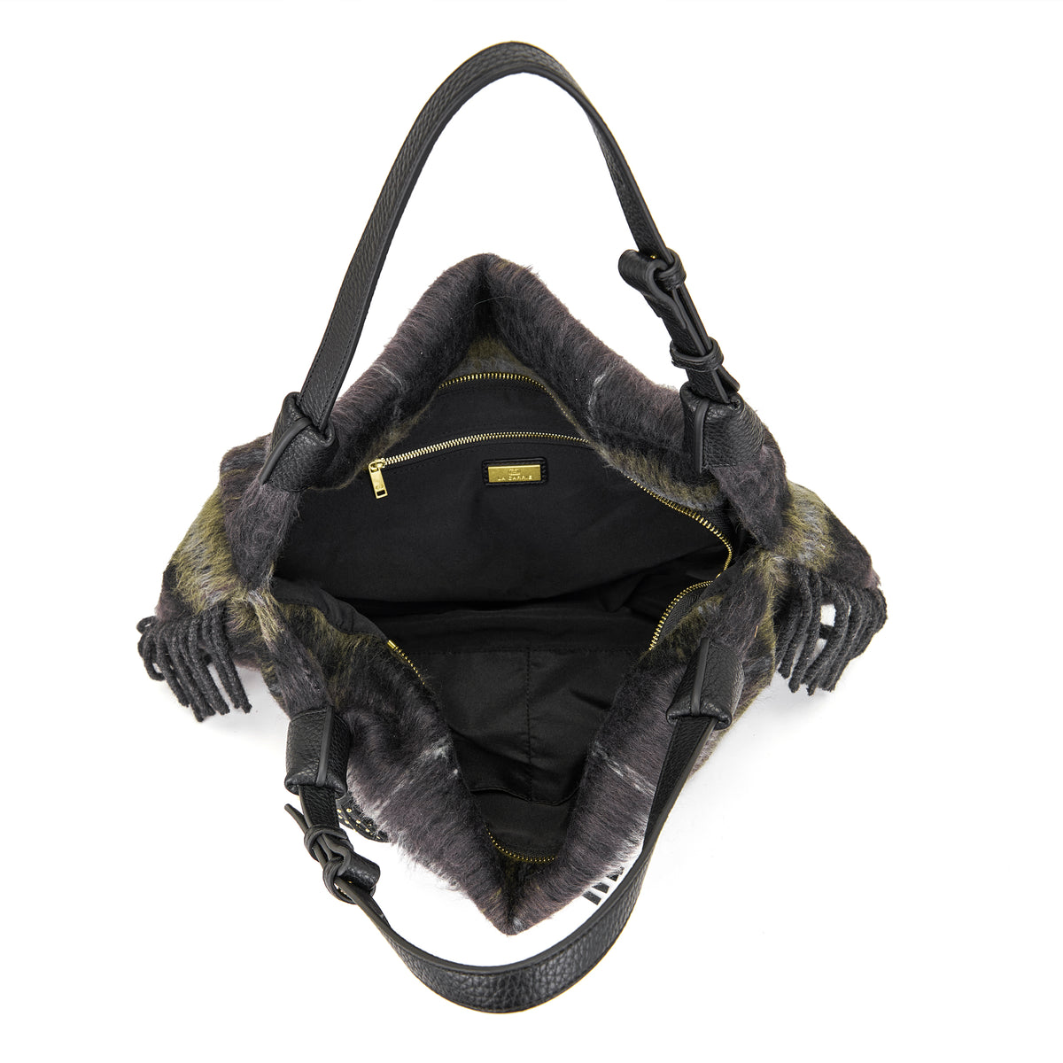 La Carrie borsa a spalla in tessuto ed ecopelle "Kerala" Multicolor 162M-TX-471-CEC.BLACK