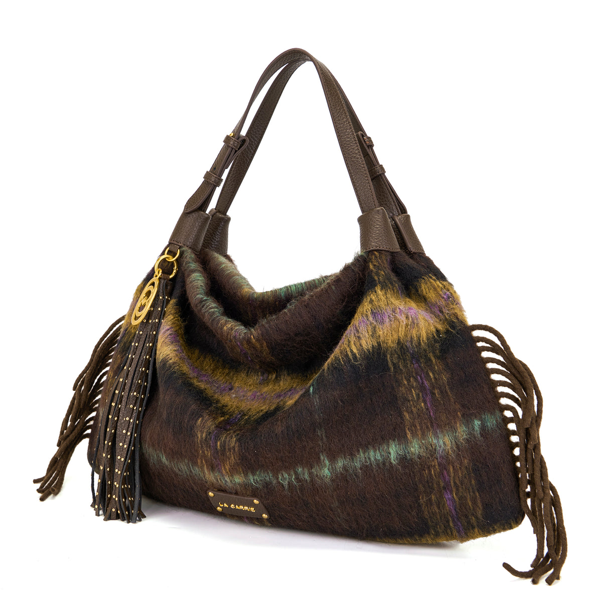 La Carrie borsa a spalla in tessuto ed ecopelle "Kerala" Multicolor 162M-TX-471-CEC.BROWN