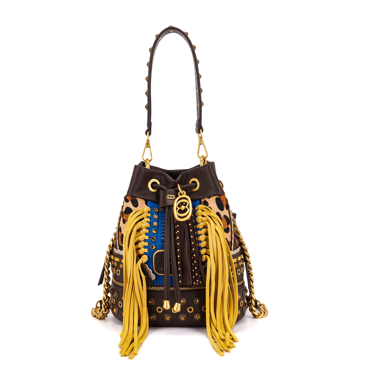 La Carrie borsa secchiello in ecopelle "Jungle" Multicolor 162P-EM-214-SHP.MULTI BURGUNDY