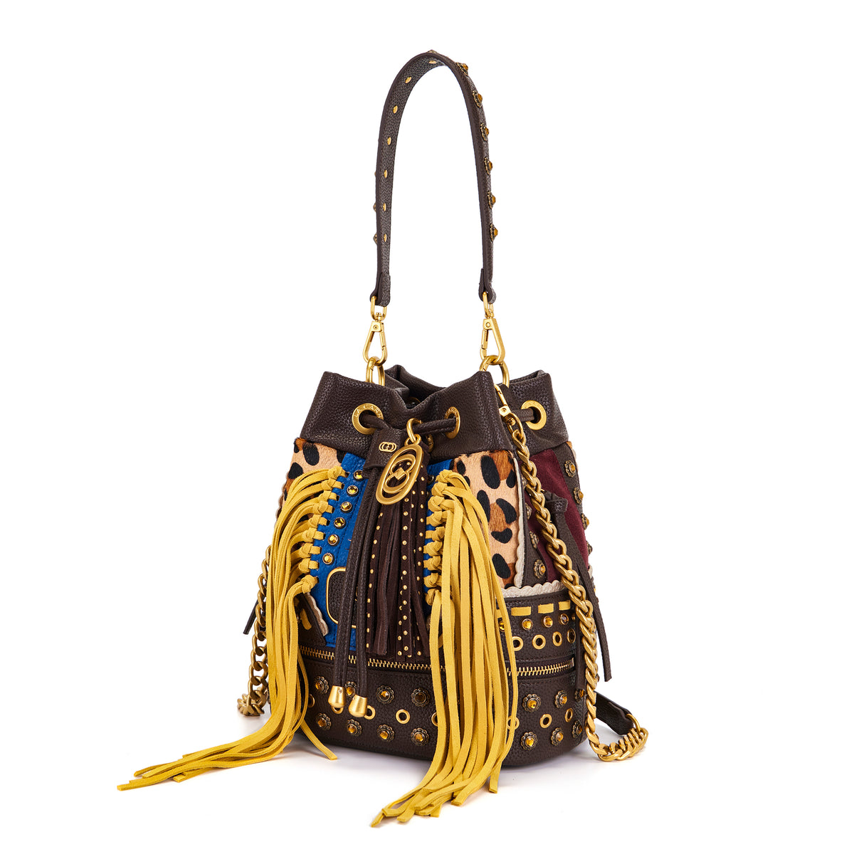La Carrie borsa secchiello in ecopelle "Jungle" Multicolor 162P-EM-214-SHP.MULTI BURGUNDY